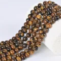 Natural yellow tiger eye stone loose beads round semi-finished DIY bracelet necklace accessories - Tiger's Eye AB / 4mm (Approx 90 Beads)