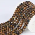Natural yellow tiger eye loose beads round semi-finished DIY bracelet necklace accessories - Tiger Eye AB+ / 4mm (Approx 90 Beads)