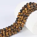Natural yellow tiger eye gemstone round loose beads for DIY bracelet jewelry making. - Tiger Eye Stone A / 4mm (Approx 90 Beads)