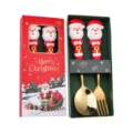 Set di cucchiaio e forchetta in acciaio inossidabile di Natale con Babbo Natale. - Scatola rossa Natale [Cucchiaio e forchetta Babbo Natale] - Oro