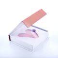 Natural pink crystal heart-shaped Gua Sha facial massage tool in elegant white gift box. - Gift Box
