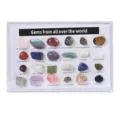 Natural crystal gemstone mineral specimen box 24pcs tumbled stones set for kids education collection. - 24 Types Small Box