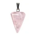Ciondolo Cristallo Quarzo Rosa Punta Facettato Pendolo Pietra Rosa Collana Gioiello Accessorio - Quarzo rosa / 21*14mm