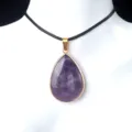 Natürlicher Amethyst Tropfen Anhänger Vergoldet Halskette Variante Violett Kristall Schmuck - Amethyst-Stil