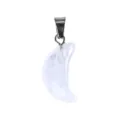 Natural crystal moon pendant necklace, clear quartz crescent stone jewelry piece. - White Crystal / 17x8x6mm
