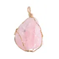 Ciondolo in pietra di cristallo di quarzo rosa grezzo naturale collana avvolta in filo metallico - Quarzo rosa