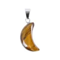 Natural Tiger Eye Stone Crystal Moon Pendant Necklace Jewelry Accessory Piece One - Tiger's Eye / 17x8x6mm