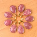 Natural pink purple crystal teardrop pendant faceted copper wrapped jewelry DIY necklace item - Rhodochrosite