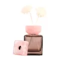 Set tappo per diffusore in cristal con bastoncini di fiori per profumo d'ambiente elegante. - Quarzo Rosa (Quadrato)
