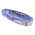 Natural crystal stone incense holder tray, raw mineral line incense base for home decor. - Blue Sodalite Incense Holder / 70*30*8mm