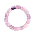Natural crystal cylindrical bead bracelet, minimalist stretch beaded jewelry for users. - Lilac Stone / 14*10*10mm