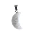 Natural crystal crescent moon pendant necklace elegant fashion jewelry variant item - White Labradorite / 17x8x6mm