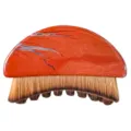 Spazzola per massaggio facciale con manico in marmo rosso raschietto per drenaggio linfatico. - Diaspro Rosso