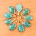 Natural green gemstone oval pendant faceted copper wrapped DIY handmade necklace jewelry making - Amazonite (Single Bead)