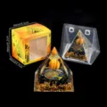 Natürlicher Kristall Stein Pyramide Ornament Mit Lebensbaum Harz Geschenkbox Variante - A3 Tigerauge + Obsidian Splitter Stil / Einzelstück