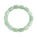 Green cylindrical crystal beaded bracelet, minimalist stretch gemstone fashion jewelry. - Green Aventurine / 14*10*10mm