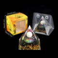Orgon Kristall Pyramide Harz Kristallkugel Heimdekoration mit schöner Geschenkverpackung 8.5cm - A5 Rosenquarz + Obsidian Splitter Stil / Einzelstück