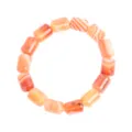 Natural red agate cylinder bracelet, simple stretch beaded jewelry for daily wear style. - Red Agate / 14*10*10mm