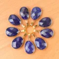 Lapislazuli Tropfen Anhänger facettierter Edelstein goldene Fassung DIY Halskette Zubehör - Lapislazuli (Einzelne Perle)