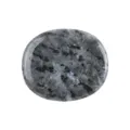 Oval polished grey crystal worry stone natural gemstone cabochon healing energy crystal piece. - Larvikite