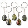 Natural crystal stone keychain drop shape pendant bag charm elegant gift accessory set - Dragon Blood Stone