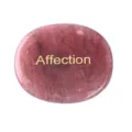 Natural crystal oval worry stone engraved with affection palm thumb stone for healing meditation. - Strawberry Quartz