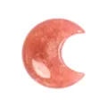 Pink crystal crescent moon carving, polished gemstone mineral ornament for home decor. - Strawberry Quartz / 30*30*10mm