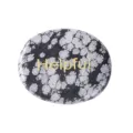 Natural crystal obsidian worry stone engraved with helpful word for palm and meditation use. - Snowflake Obsidian