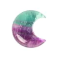 Natural fluorite crystal moon carving, green and purple gradient mineral stone decor. - Colorful Fluorite / 30*30*10mm