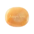 Natural crystal oval worry stone with gold engraved auspicious text for palm meditation energy. - Red Aventurine