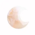 Natural crystal crescent moon stone carving, polished mineral gemstone for decor and gift. - Cherry Blossom Agate / 30*30*10mm