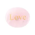 Natural rose quartz palm stone engraved worry stone oval crystal pocket healing gemstone - Rose Quartz