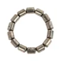 Natural Pyrite Cylindrical Bead Stretch Bracelet Minimalist Healing Crystal Jewelry - Chalcopyrite / 14*10*10mm