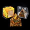 Kristall Pyramide Ornament Lebensbaum Harz Kugel Dekor Box Variante Artikel SKU Item - B3 Tigerauge + Tigerauge Splitter Stil / Einzelstück