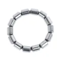 Cylindrical bead stretch bracelet, metallic silver hematite stone jewelry accessory SKU variant. - Ironstone / 14*10*10mm