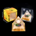 Natürlicher Kristall Pyramide Harz Orgon Kristallkugel Heimdekoration Mit Geschenkbox - B4 Rosenquarz + Rosa Splitter Stil / Einzelstück