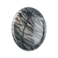 Pietra di preoccupazione ovale in pietra naturale cristallo tascabile lenitivo antistress - Pietra della rete nera / 45x35x8mm