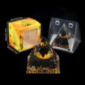 Kristallstein Pyramide Ornament Harz Kristallkugel Heimdekor Geschenkbox Set - C4 Obsidian + Lotus + Obsidian Stil / Einzelstück