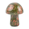 Natural crystal stone mushroom figurine, polished gemstone mineral specimen decor desk toy. - Unakite / 20*15mm