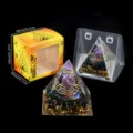 Natürlicher Kristall Orgon Pyramide Harz Handwerk Kugel Heim Dekor Großhandel Display - E2 Amethyst + Stahlring + Obsidian Stil / Einzelstück