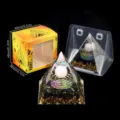 Kristall Orgone Pyramide Harz Naturstein Kugel Kupferdraht Dekoration Geschenkbox Variante - E5 (Rosenquarz + Stahlring + Obsidian) / Einzelstück