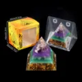 Natürlicher Kristall Splitter Pyramide Harz Ornament mit Geschenkbox Heimdekor Artikel SKU. - G1 (Süßigkeiten-Stil) / Einzelstück