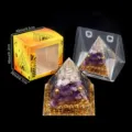 Natürlicher Kristall Splitter Pyramide Harz Orgon Energie Ornament Dekoration Box - G3 (Bergkristall + Amethyst) / Einzelstück