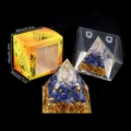 Wunderschöne natürliche Kristallstein-Pyramide mit Harz und schöner Verpackung. - G4 (Bergkristall + Lapislazuli) / Einzelstück