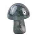 Natural crystal stone carved mushroom ornament green moss agate mini desk decor figure - Moss Agate / 20*15mm