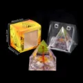 Natürlicher Kristall Schotter Pyramide Ornament Harz Handwerk Heimtextilien mit Box - K2 Amethyst + Peridot Kristallbaum Stil / Einzelstück