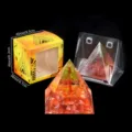 Natürlicher Kristall Schotter Pyramide Harz Ornament mit Box, Energie Heimdeko Geschenk. - K4 Roter Achat + Peridot Kristallbaum Stil / Einzelstück