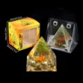 Natürlicher Kristallkies-Pyramiden-Schmuck mit Harz-Baum, verpackte Heimdekoration Geschenk. - K6 Labradorit + Peridot Kristallbaum Stil / Einzelstück