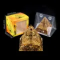 Natürlicher Kristall Pyramide Harz Orgon Energie Generator Heilstein Heim Büro Dekor Box - Tigerauge-Stahlspulen-Stil (P2) / Einzelstück