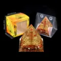 Natürliche Kristallstein Orgon Pyramide mit Kunstharz Kupferspirale spirituelle Deko. - Roter Jaspis Stahlspulen-Stil (P5) / Einzelstück